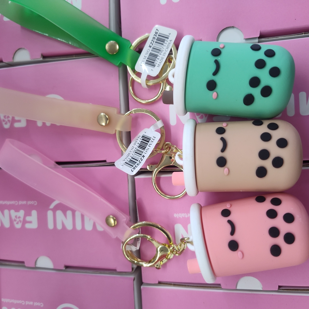 Bubble Tea Keychain Set - Green, Pink, Tan